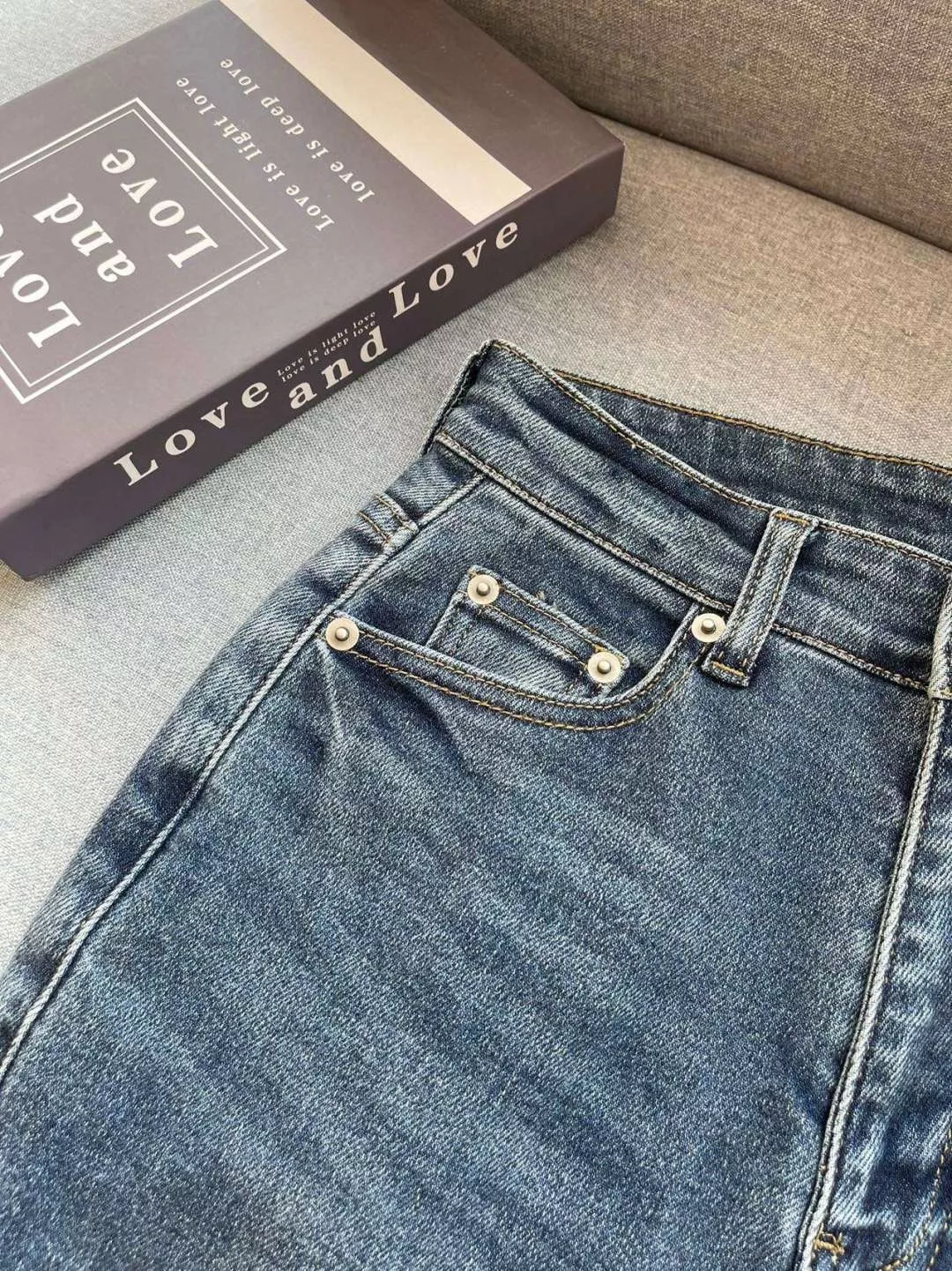 마오거핑 하이웨이스트 워싱 부츠컷 데님 팬츠 상세 이미지 18