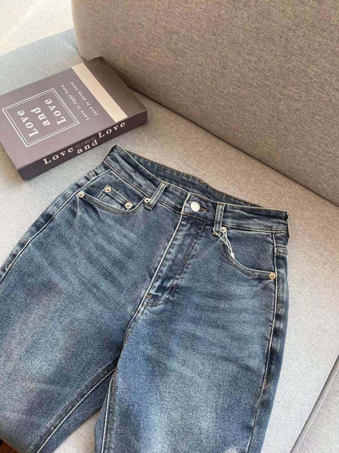 마오거핑 하이웨이스트 워싱 부츠컷 데님 팬츠 상세 이미지 16