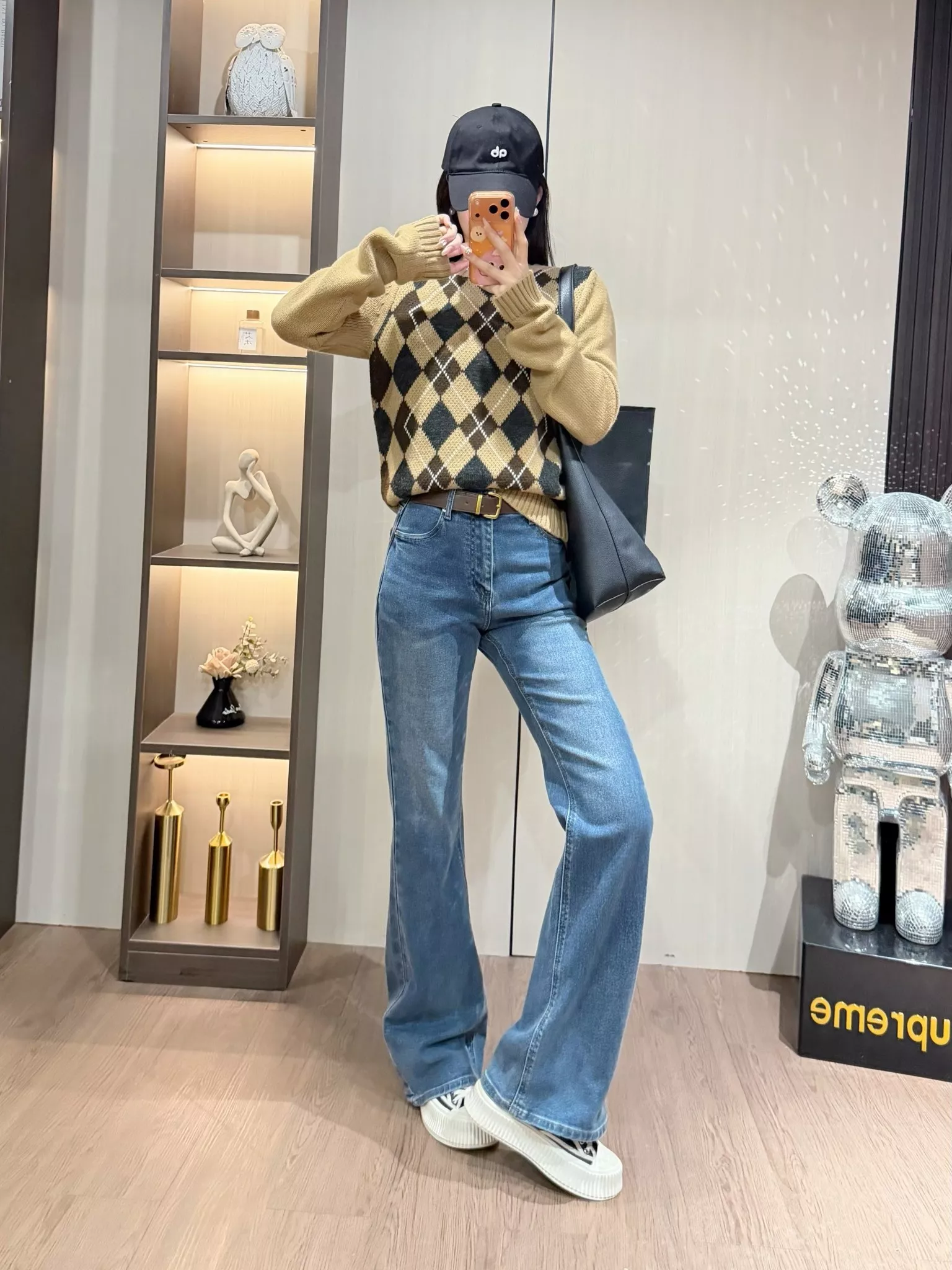 마오거핑 하이웨이스트 워싱 부츠컷 데님 팬츠 상세 이미지 30