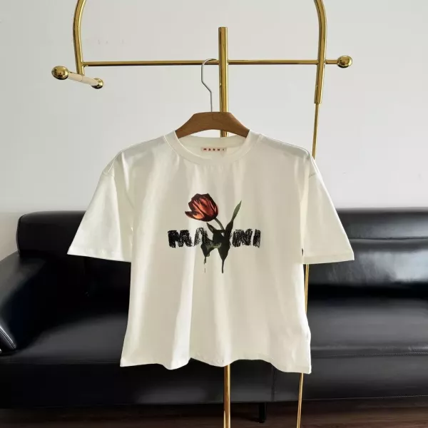 마르니 튤립 플라워 프린트 코튼 티셔츠