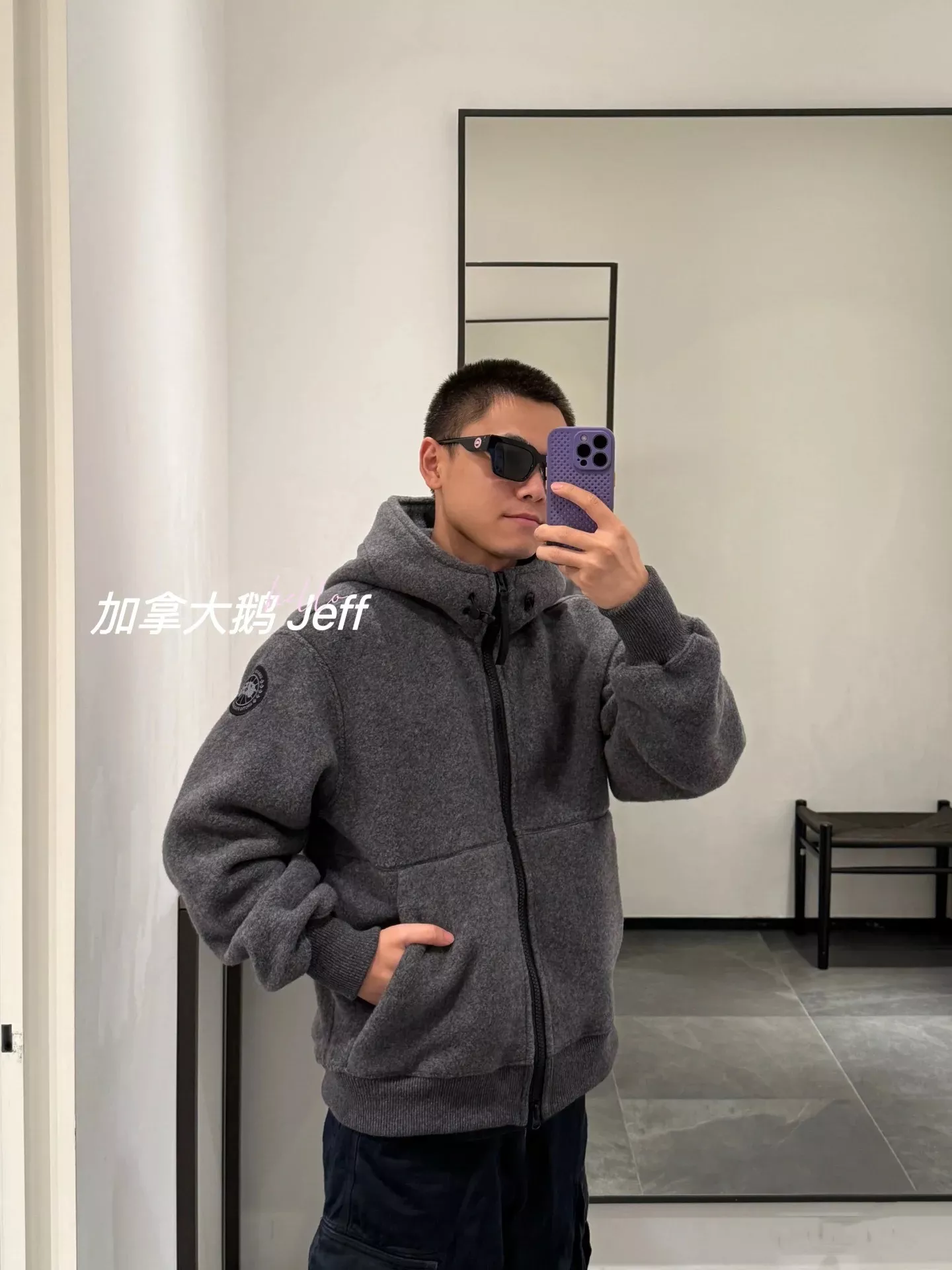 캐나다구스 울 혼방 플리스 집업 후드 재킷 상세 이미지 19