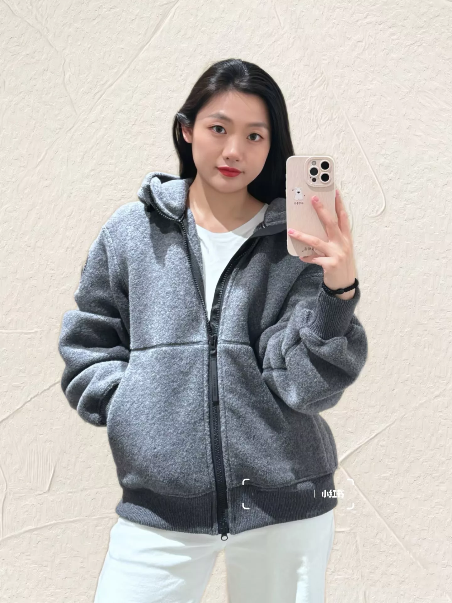캐나다구스 울 혼방 플리스 집업 후드 재킷 상세 이미지 25