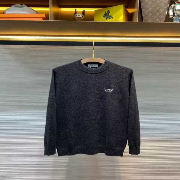 발렌티노 VLTN 로고 자수 울 크루넥 니트