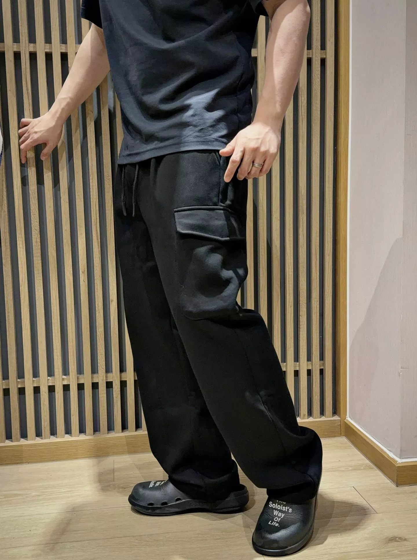 그라미치 기모 안감 드로스트링 스트레이트 카고 팬츠 상세 이미지 26
