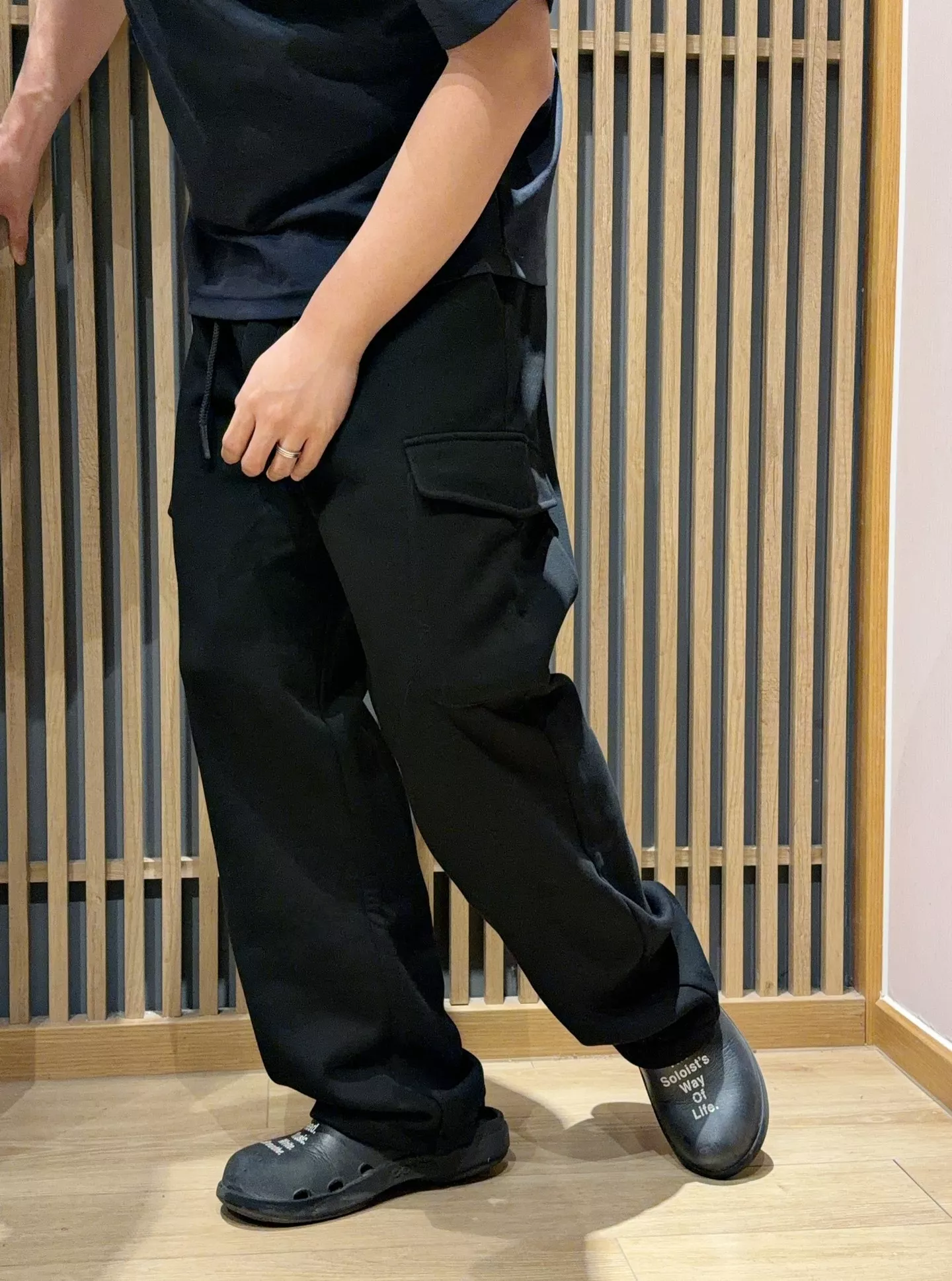 그라미치 기모 안감 드로스트링 스트레이트 카고 팬츠 상세 이미지 23