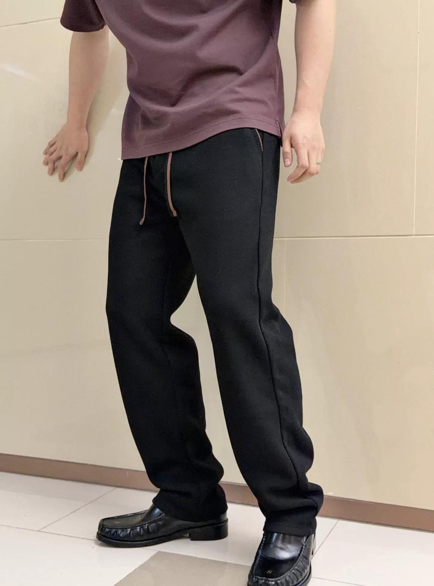 자라 울 스트라이프 배색 드로스트링 스트레이트 팬츠 상세 이미지 25