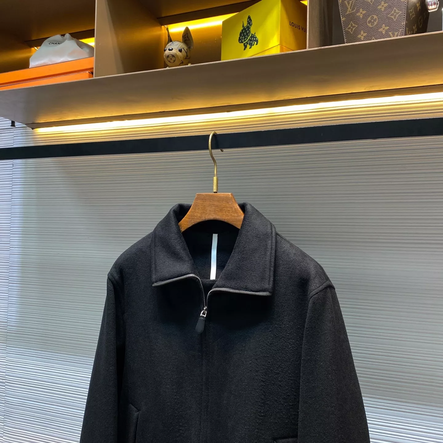 랄프로렌 블랙 울 블렌드 더블 지퍼 카라 재킷 상세 이미지 3