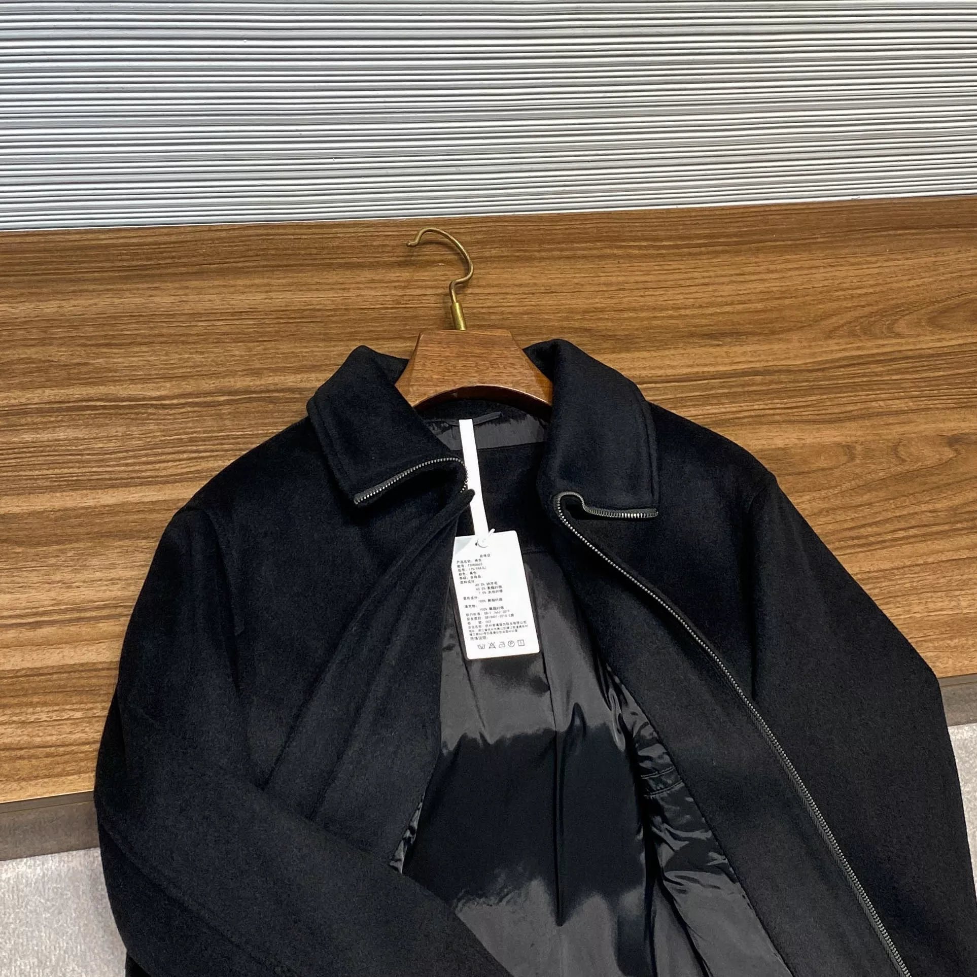 랄프로렌 블랙 울 블렌드 더블 지퍼 카라 재킷 상세 이미지 13