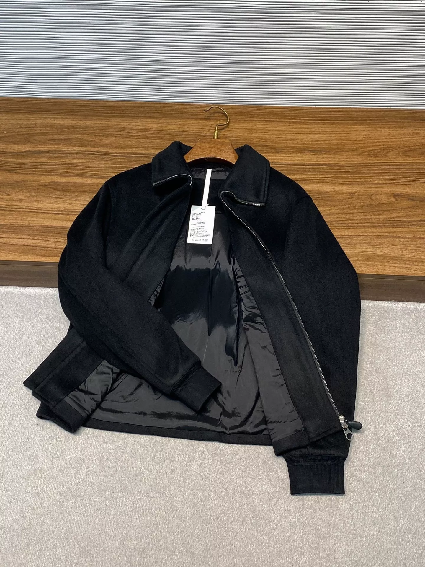 랄프로렌 블랙 울 블렌드 더블 지퍼 카라 재킷 상세 이미지 12