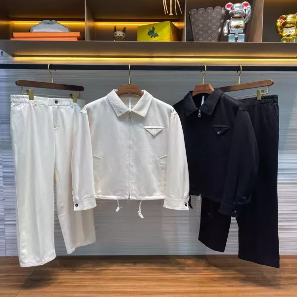 프라다 삼각 포켓 카라 집업 재킷 스트레이트 팬츠 세트