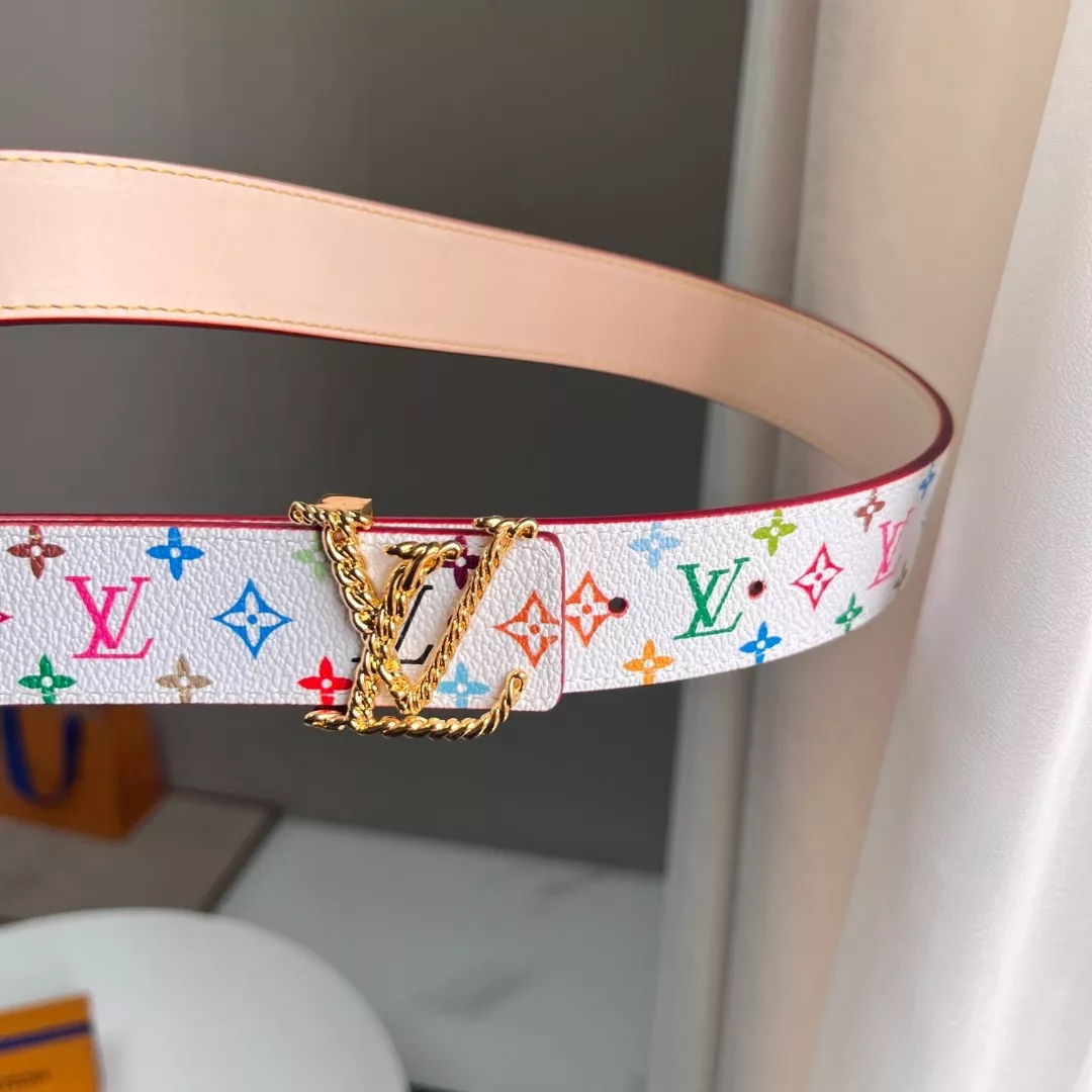 루이비통 LV 골드 체인 로고 가죽 벨트 상세 이미지 2