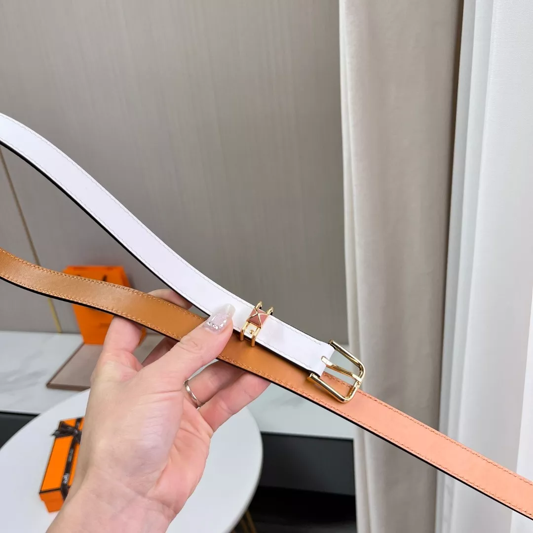 에르메스 스타일 슬림 2.0cm 가죽 벨트(화이트) 상세 이미지 9
