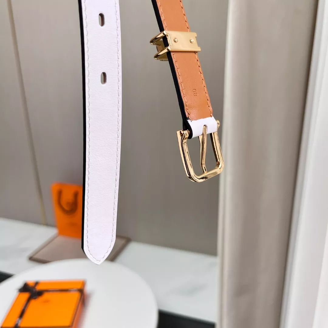 에르메스 스타일 슬림 2.0cm 가죽 벨트(화이트) 상세 이미지 5