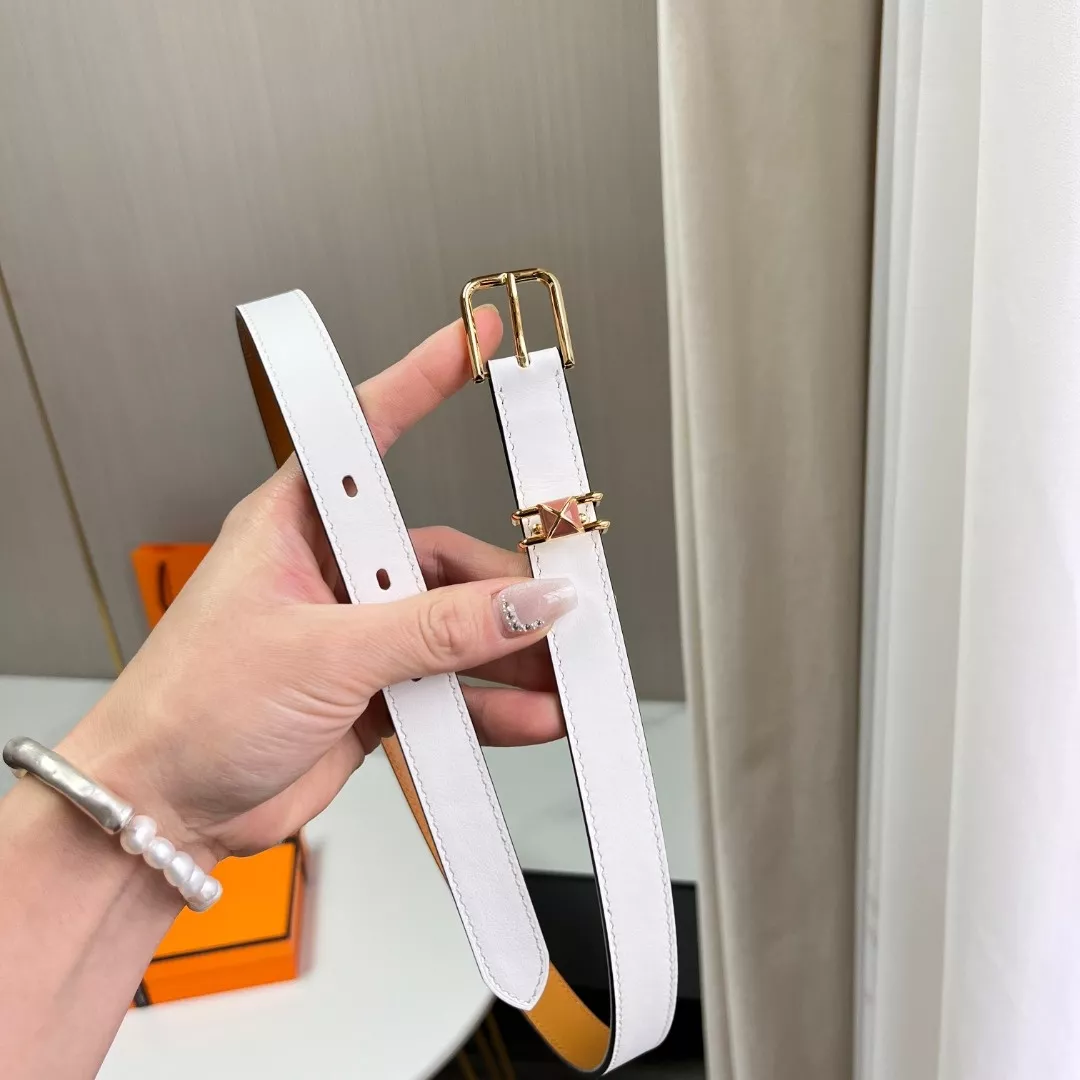 에르메스 스타일 슬림 2.0cm 가죽 벨트(화이트) 상세 이미지 4