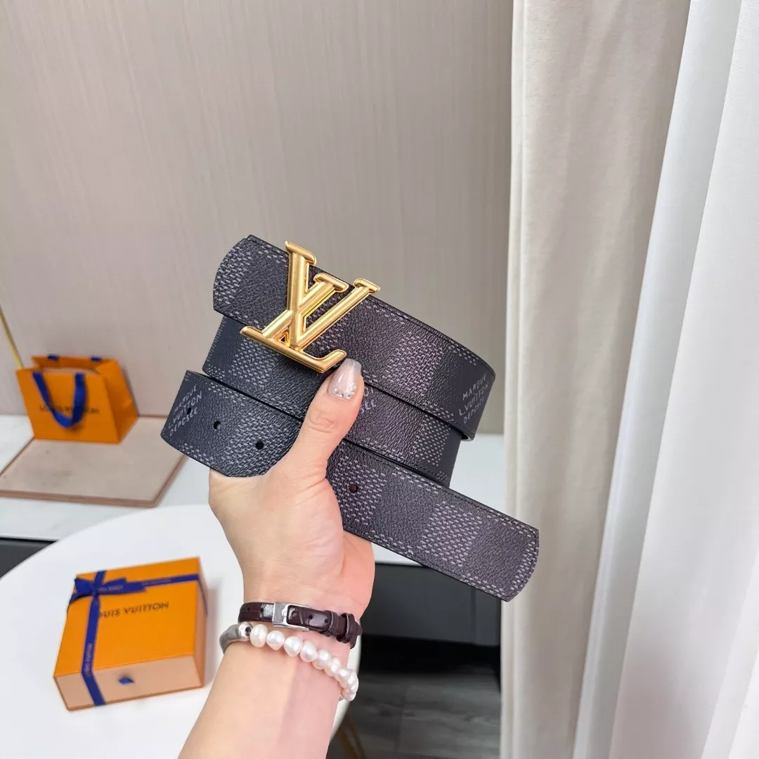 루이비통 다미에 그라피트 캔버스 골드 LV 버클 벨트 상세 이미지 8