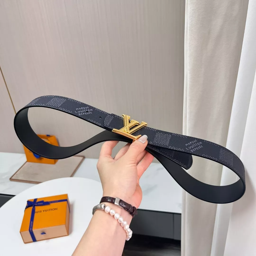 루이비통 다미에 그라피트 캔버스 골드 LV 버클 벨트 상세 이미지 3