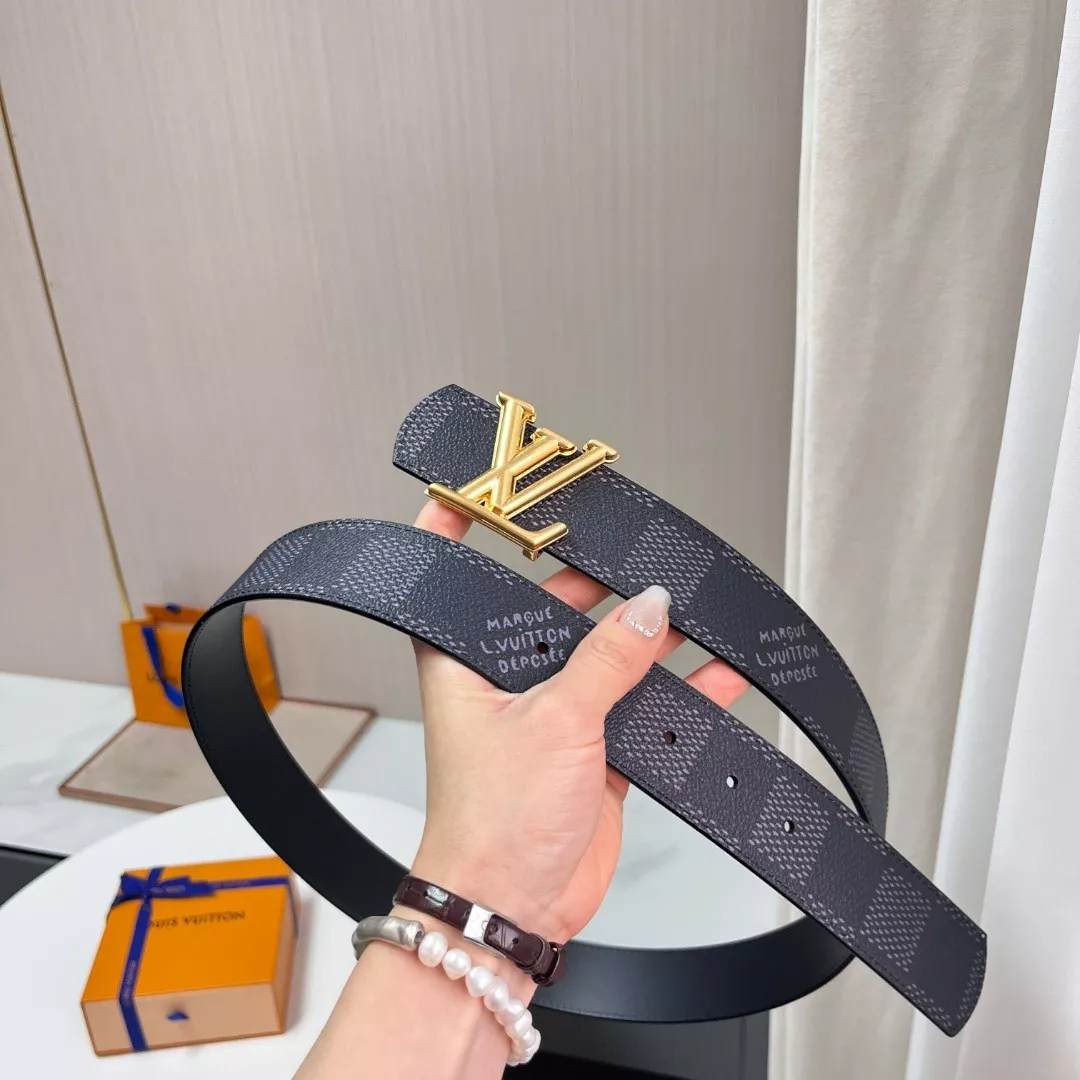 루이비통 다미에 그라피트 캔버스 골드 LV 버클 벨트 상세 이미지 4