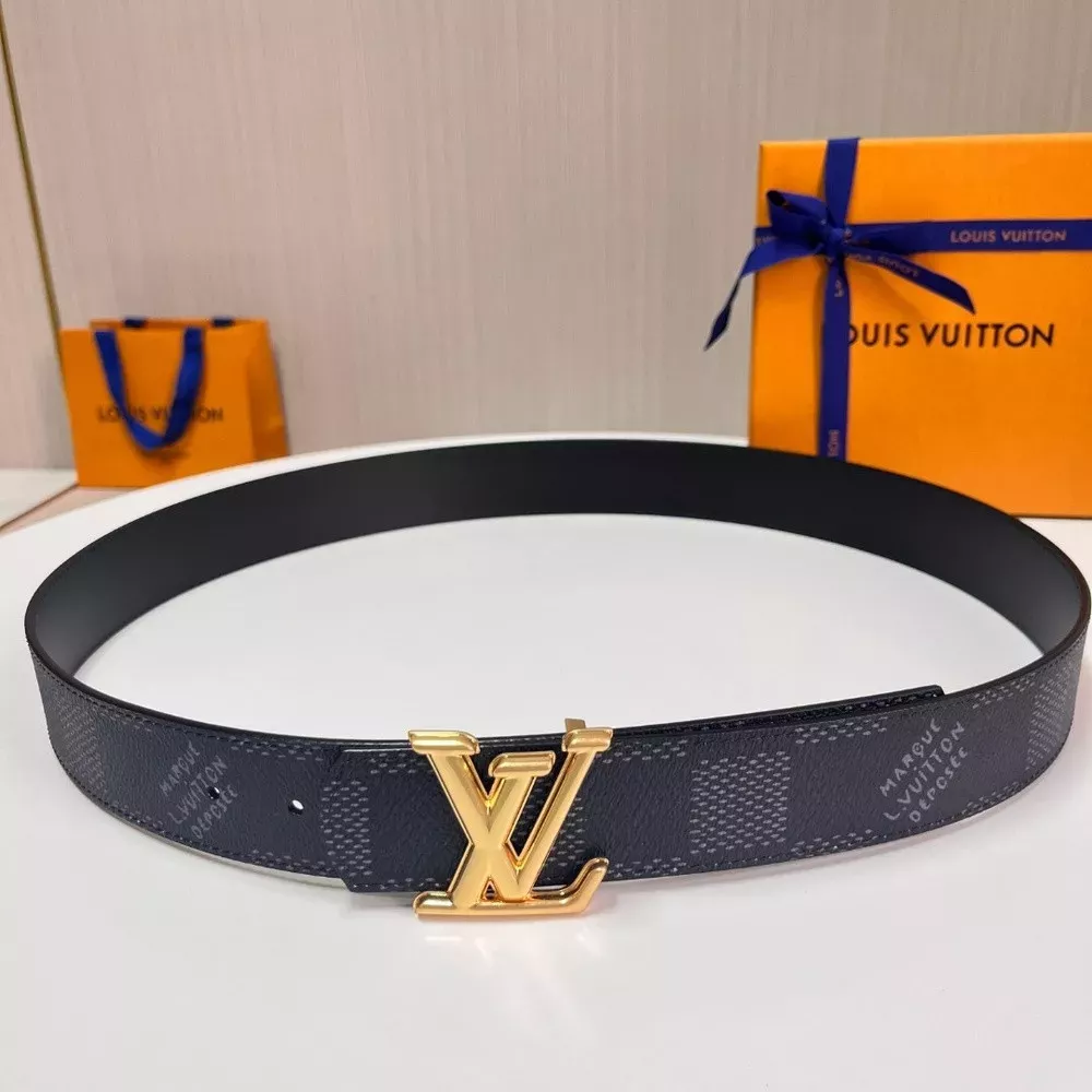 루이비통 다미에 그라피트 캔버스 골드 LV 버클 벨트