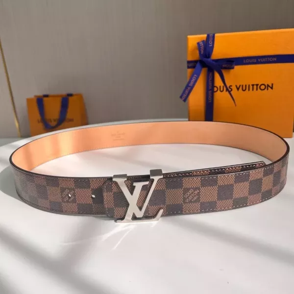 루이비통 다미에 에벤느 코팅 캔버스 벨트 LV 실버버클