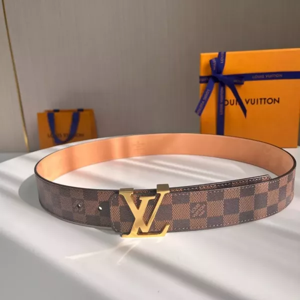 루이비통 다미에 체크 LV 골드 버클 벨트