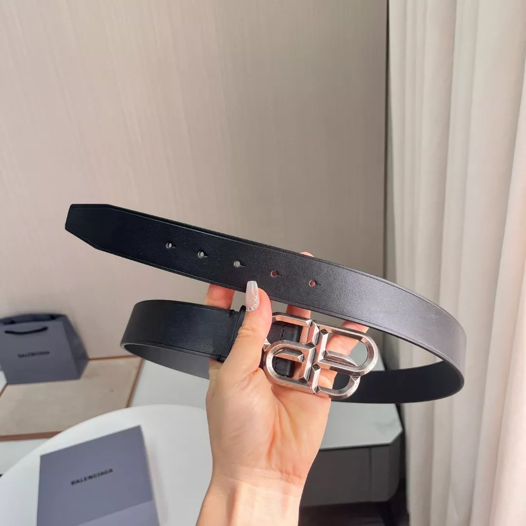 발렌시아가 BB 메탈 버클 가죽 허리벨트 3.4cm 상세 이미지 4