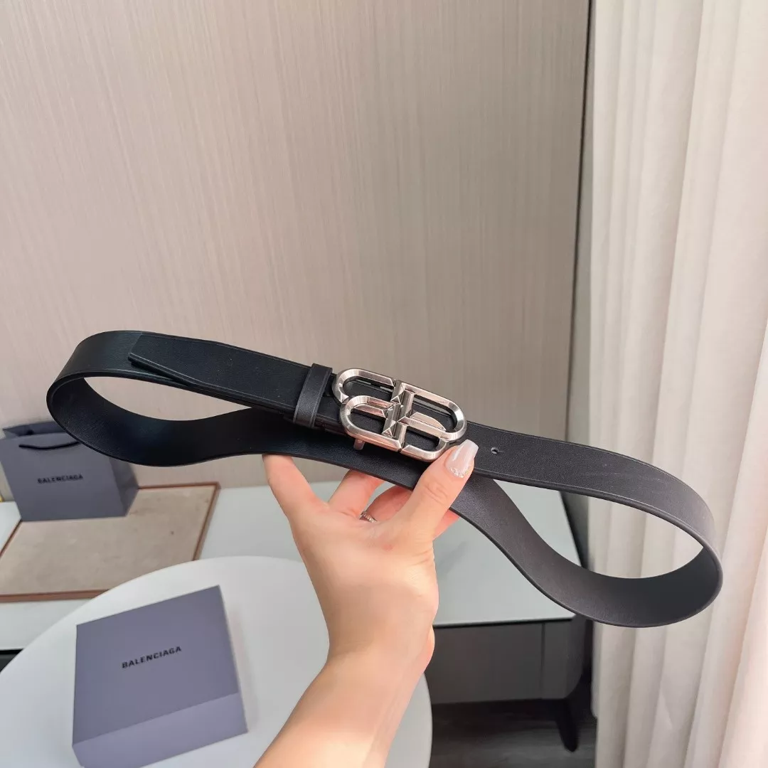 발렌시아가 BB 메탈 버클 가죽 허리벨트 3.4cm 상세 이미지 3