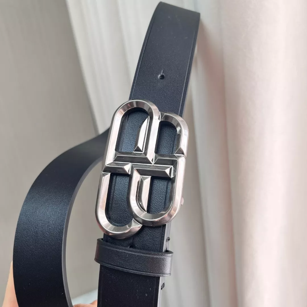 발렌시아가 BB 메탈 버클 가죽 허리벨트 3.4cm 상세 이미지 2