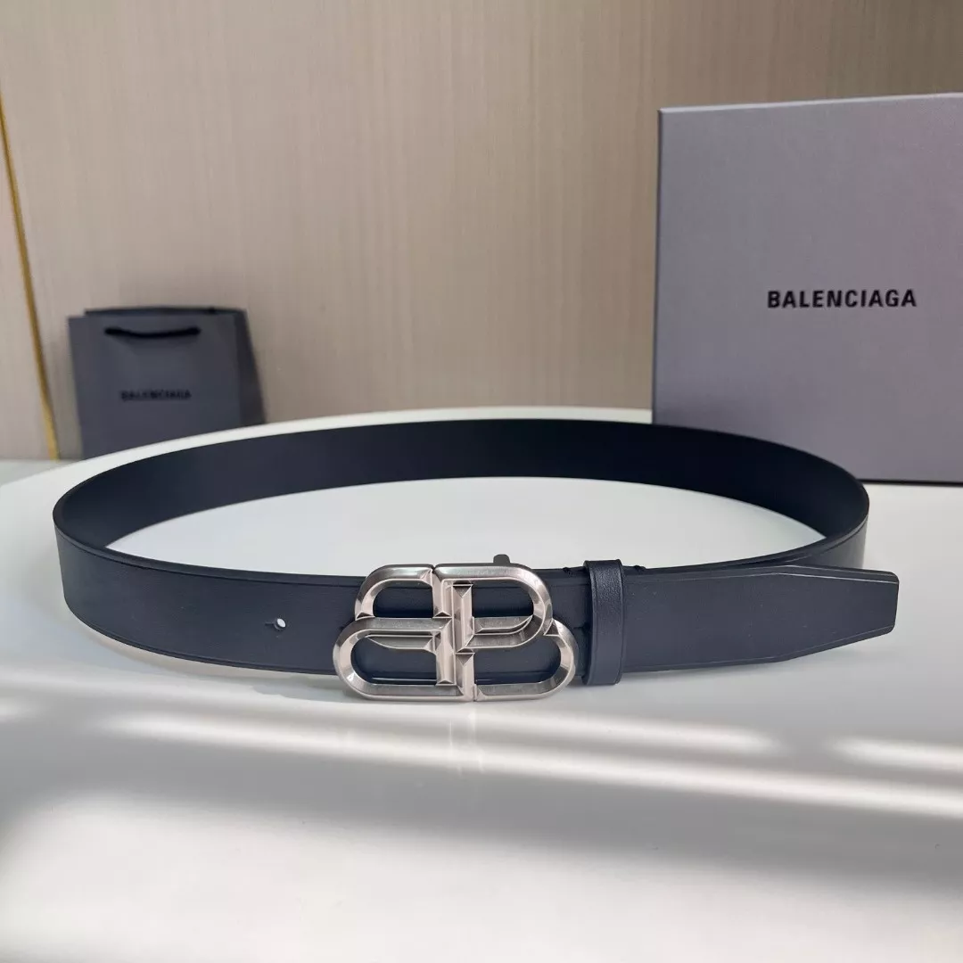 발렌시아가 BB 메탈 버클 가죽 허리벨트 3.4cm 상세 이미지 1