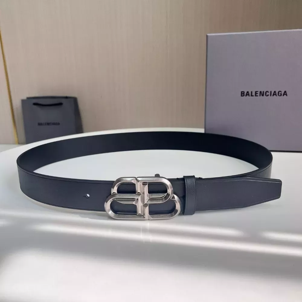 발렌시아가 BB 메탈 버클 가죽 허리벨트 3.4cm