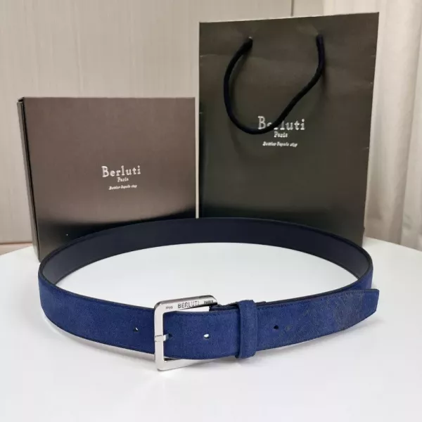 벨루티 스웨이드 가죽 클래식 핀버클 벨트