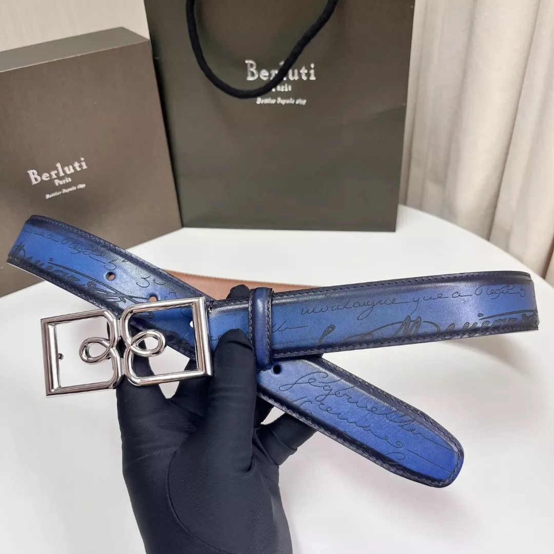 벨루티 스크립트 패턴 양면 레더 벨트 상세 이미지 6