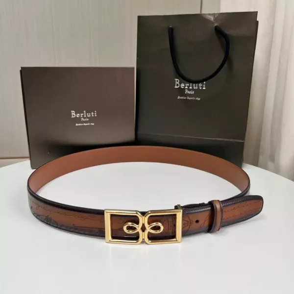 벨루티 스크립트 패턴 레더 벨트