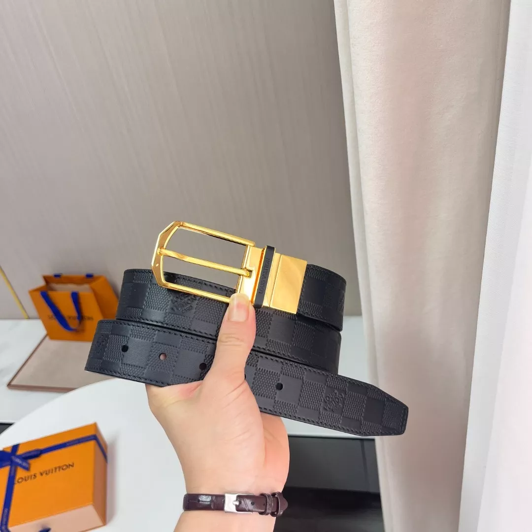 루이비통 체크 엠보 레더 핀버클 벨트 상세 이미지 8