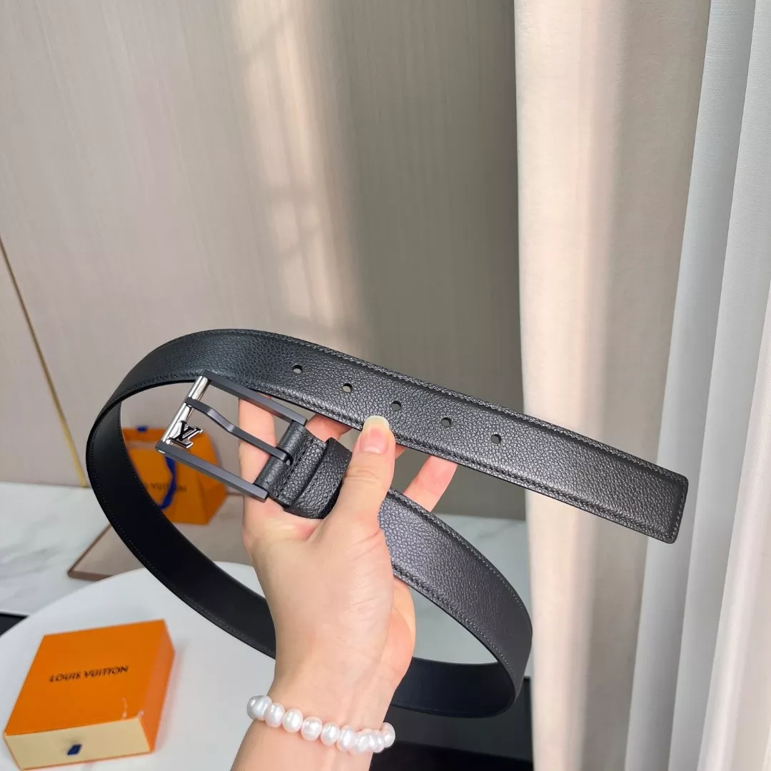 루이비통 LV 로고 사각 회전 버클 양면 벨트 3.5cm 상세 이미지 4