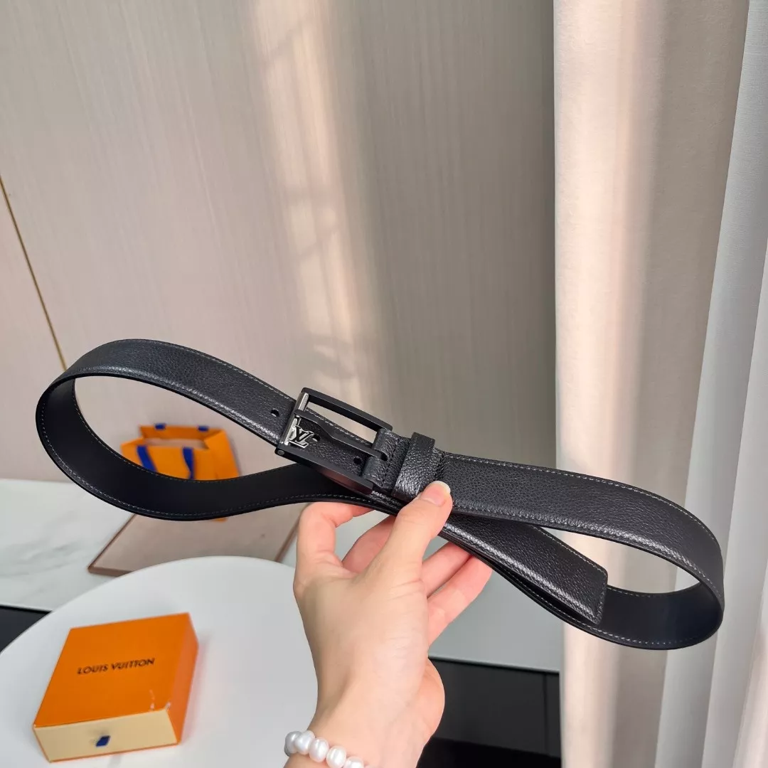 루이비통 LV 로고 사각 회전 버클 양면 벨트 3.5cm 상세 이미지 3