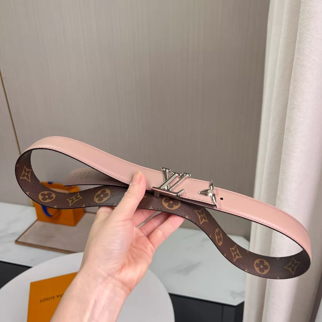 루이비통 모노그램 캔버스 레더 트림 LV 버클 벨트 상세 이미지 3