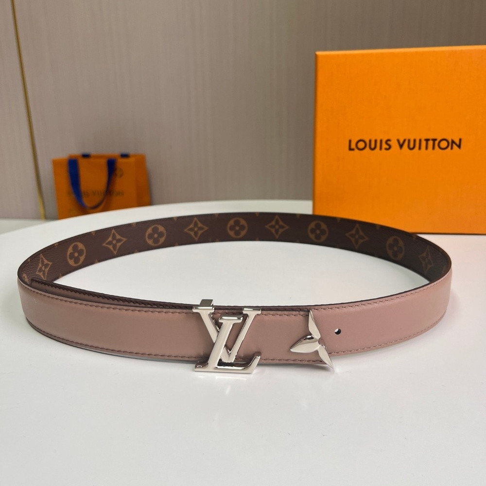 루이비통 모노그램 캔버스 레더 트림 LV 버클 벨트