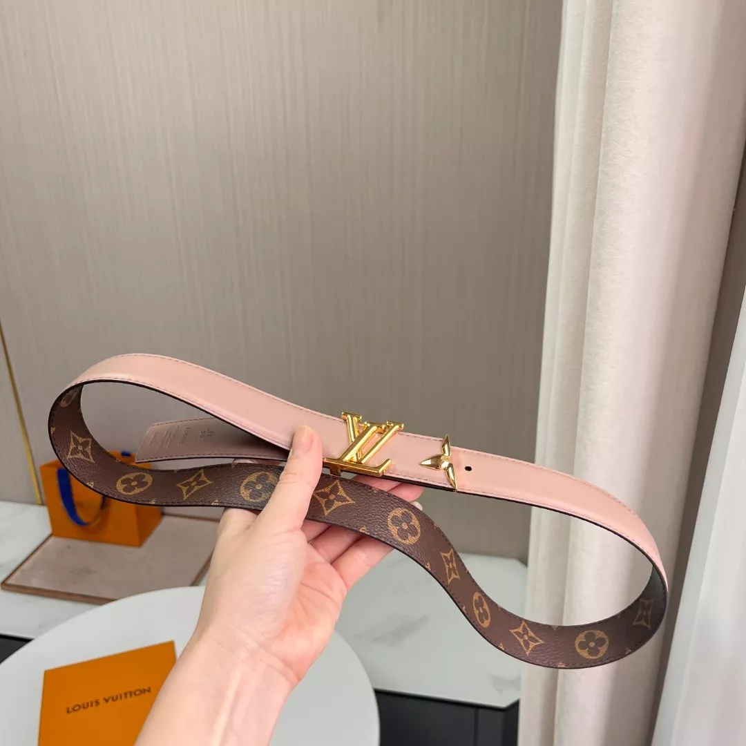 루이비통 모노그램 캔버스 레더 트리밍 LV 로고 버클 벨트 상세 이미지 3