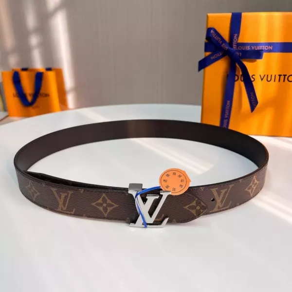 루이비통 모노그램 캔버스 양면 슬림 레더 벨트 LV 버클