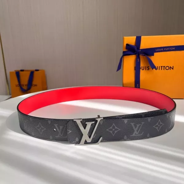 루이비통 모노그램 캔버스 레드 라이닝 LV 버클 벨트