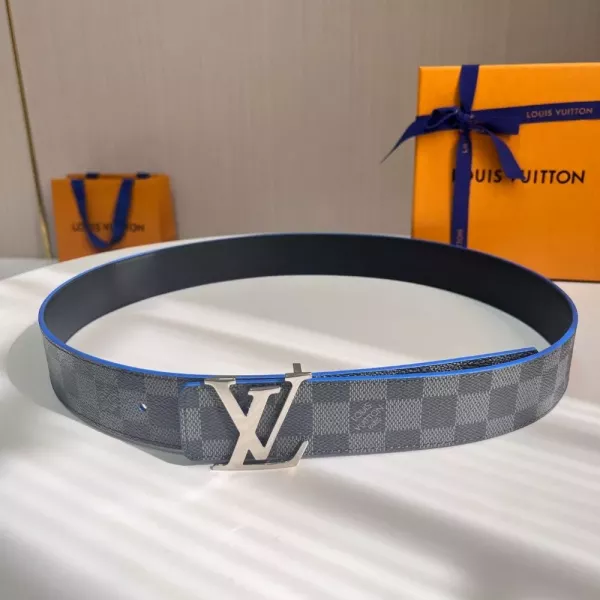 루이비통 다미에 그라파이트 캔버스 LV 레터 버클 양면 벨트