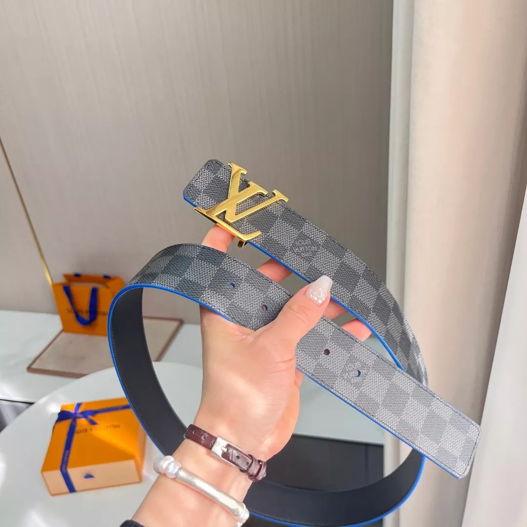 루이비통 다미에 패턴 LV 이니셜 양면 벨트 상세 이미지 4