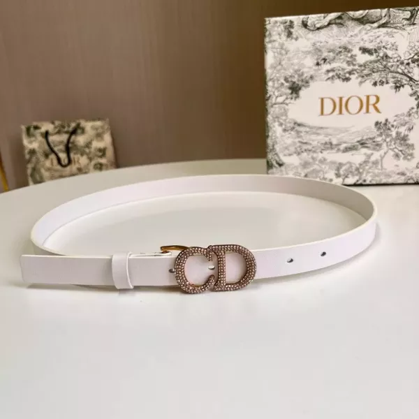 디올 CD 로고 버클 슬림 레더 벨트