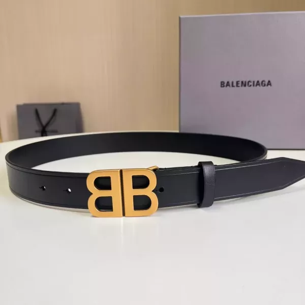 발렌시아가 BB 로고 버클 가죽 벨트