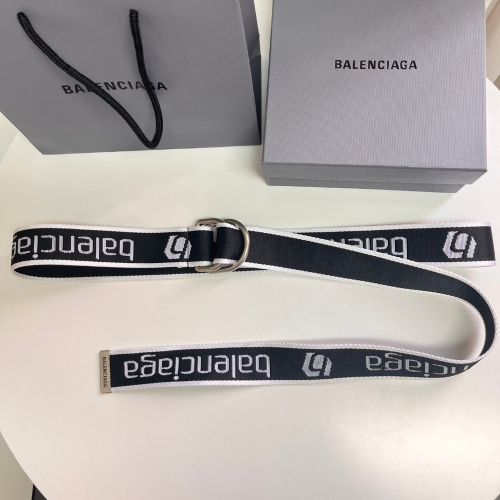 발렌시아가 BB 로고 자카드 패브릭 벨트