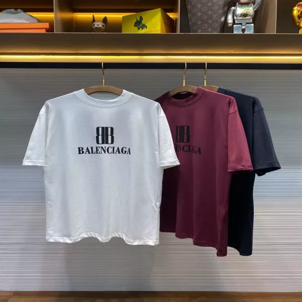발렌시아가 BB 로고 프린트 코튼 오버핏 반소매 티셔츠