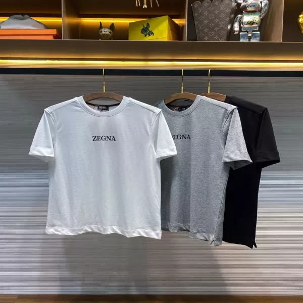 제냐 클래식 레터링 프린트 코튼 라운드 반팔 티셔츠
