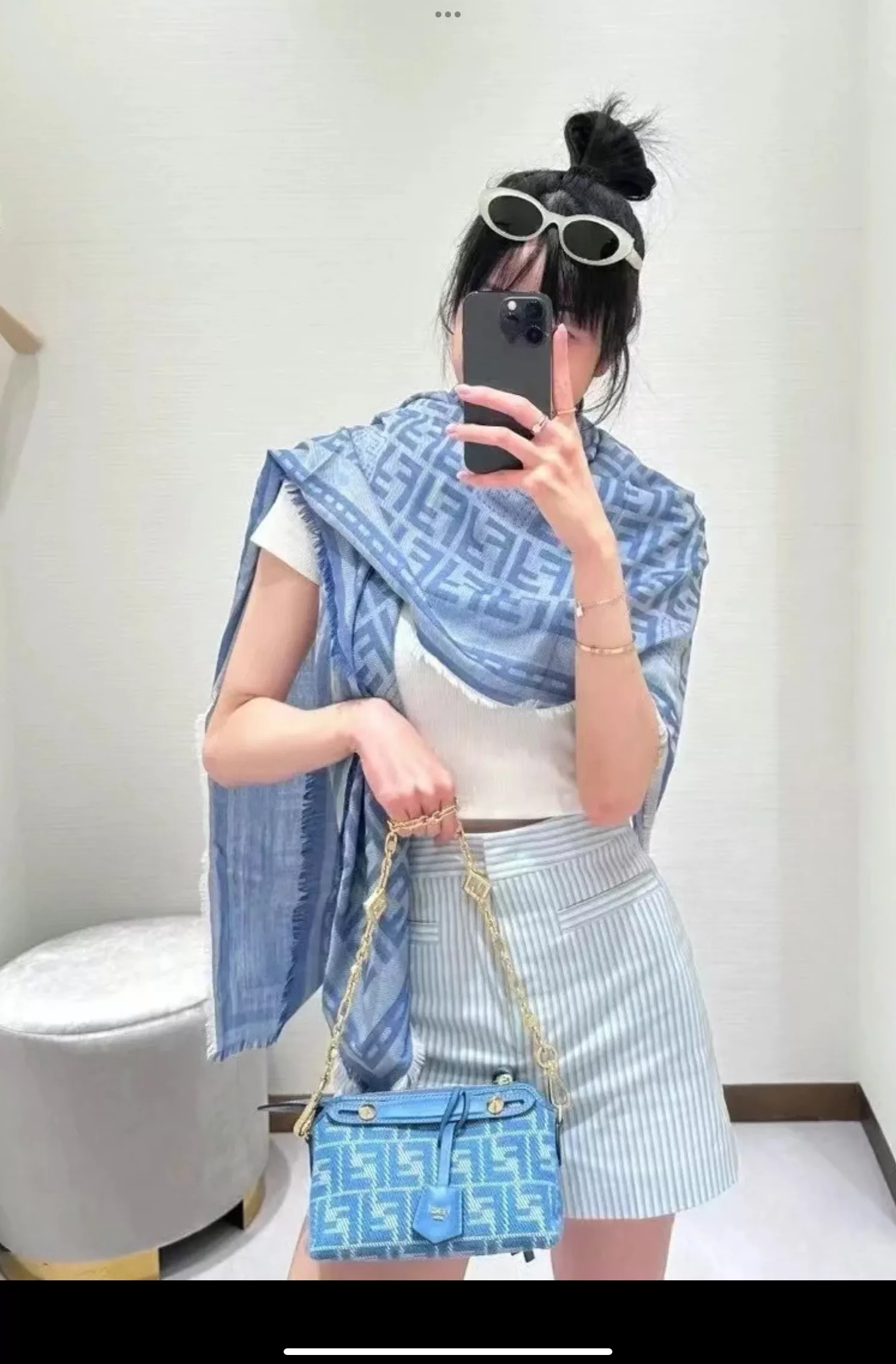 펜디 데님 자카드 더블F 미니 보스턴 핸드백 상세 이미지 17