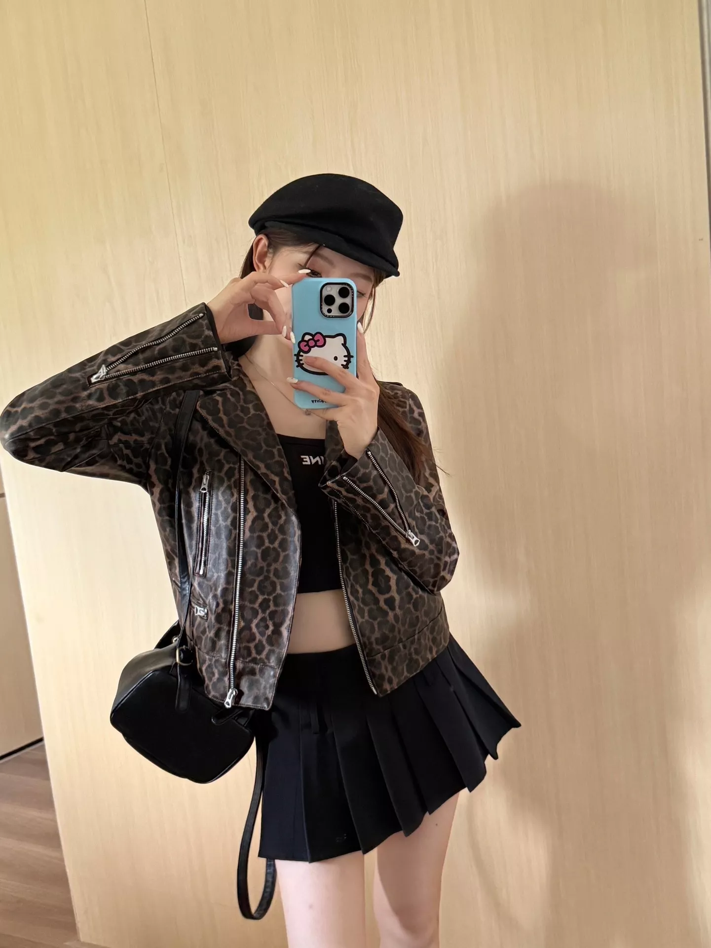 입생로랑 레오파드 패턴 램스킨 바이커 재킷 상세 이미지 23