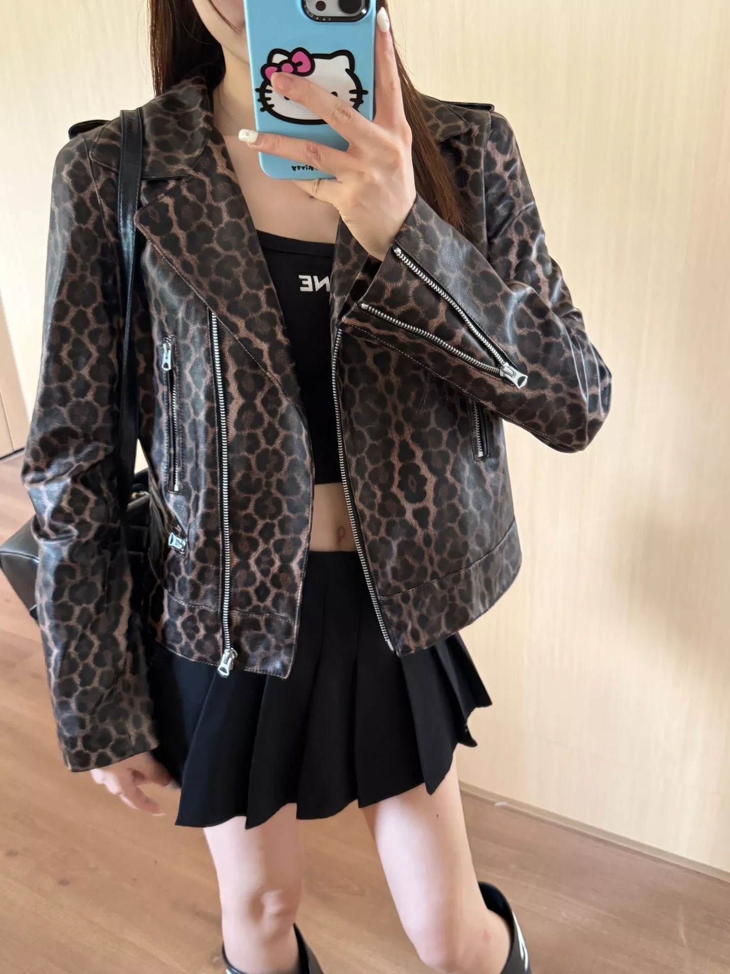 입생로랑 레오파드 패턴 램스킨 바이커 재킷 상세 이미지 26